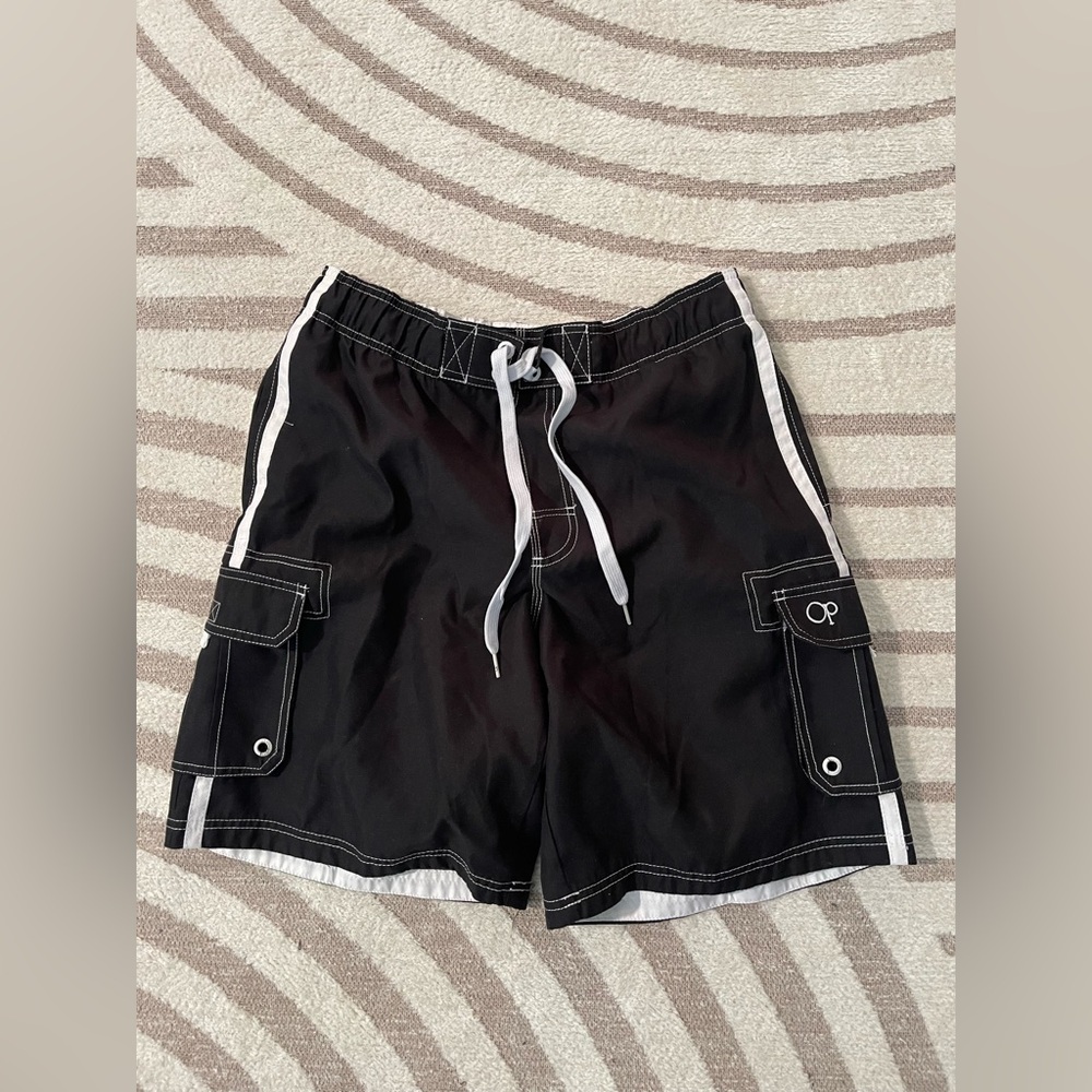 OP Men's Black and White Swim Trunks